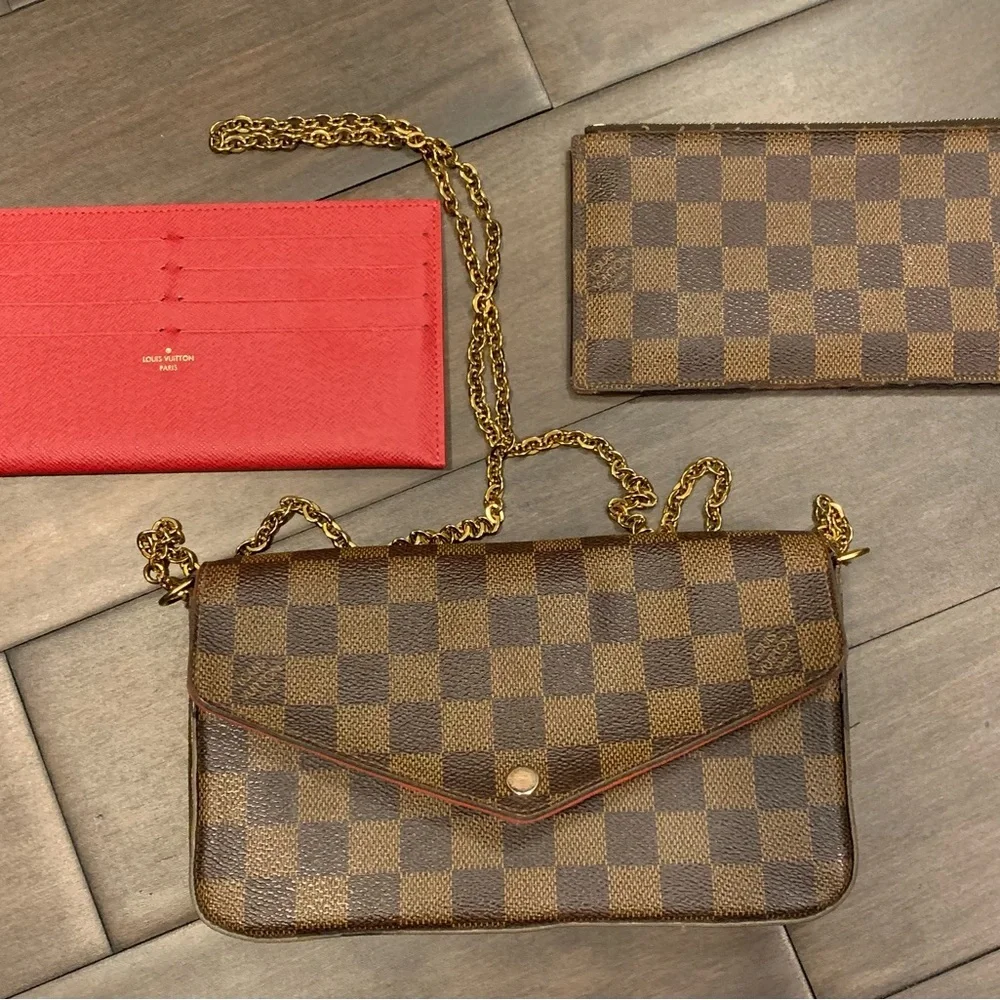 Louis Vuitton Felicie Pouchette Damier Ebene Authentic & Complete! - Picture 1 of 15